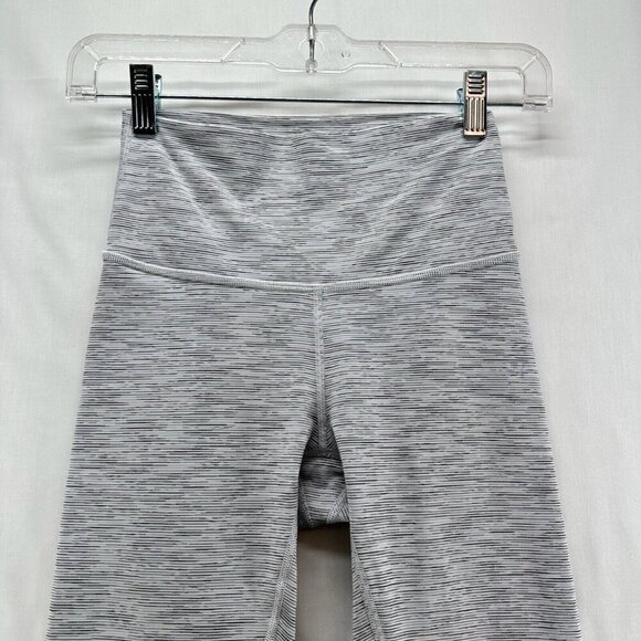 Lululemon Leggings Womens 4 Wunder Under Crop Striped Compression Athletic Gray - Picture 3 of 10